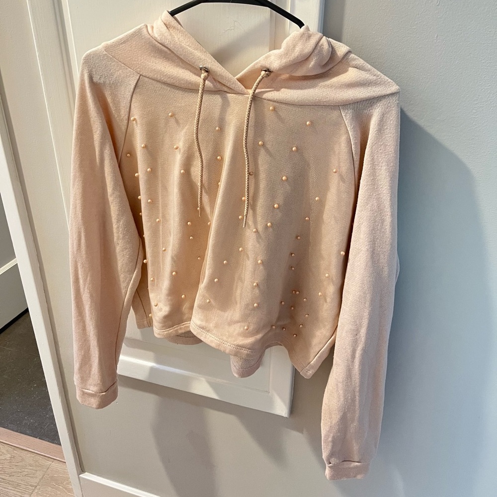 Pearl embellished hooded sweater/sweatshirt EUc